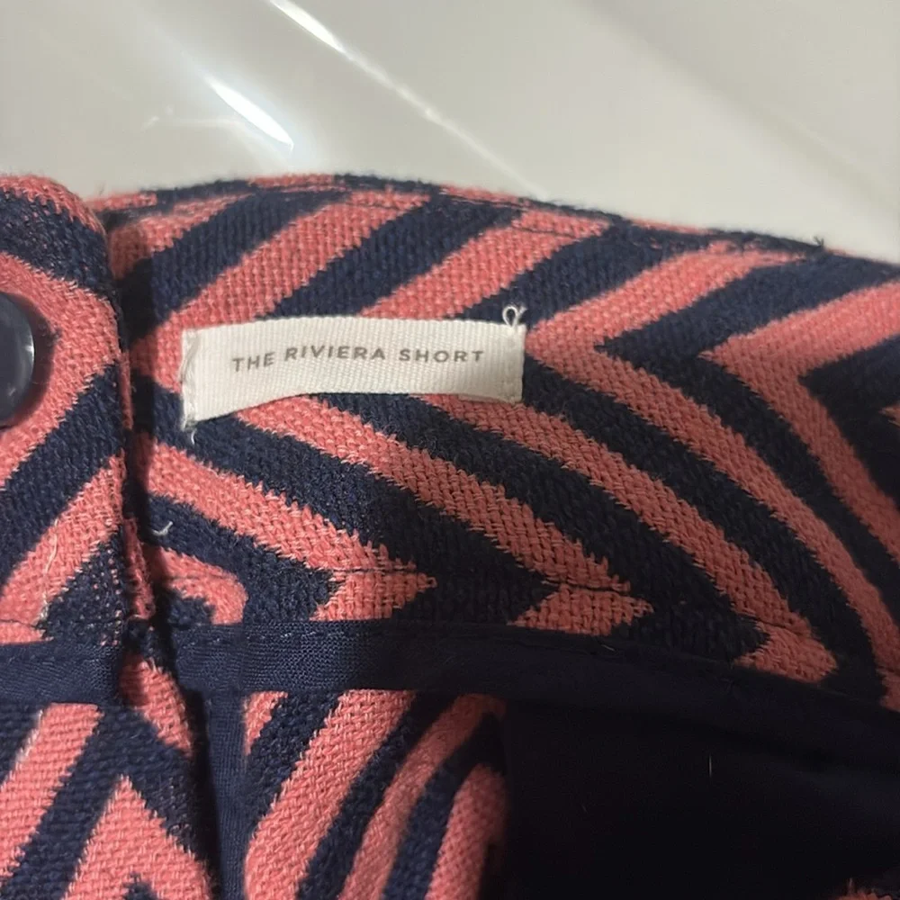 NWT LOFT SZ 8 Pink & Navy Chevron Riviera  Shorts - Picture 5 of 8